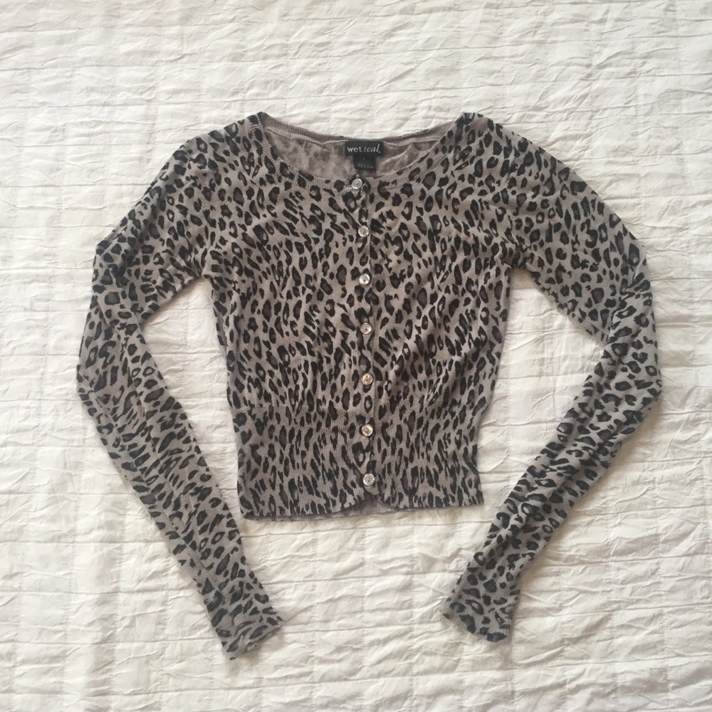 Leopard print cardigan sweater